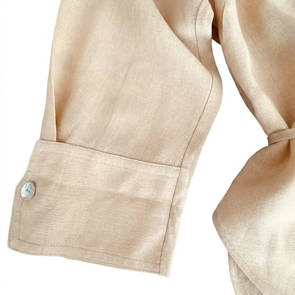 Vince Peach Yellow Tie Back Linen Blend Shirt Shacket Top Womens Size Small NWOT